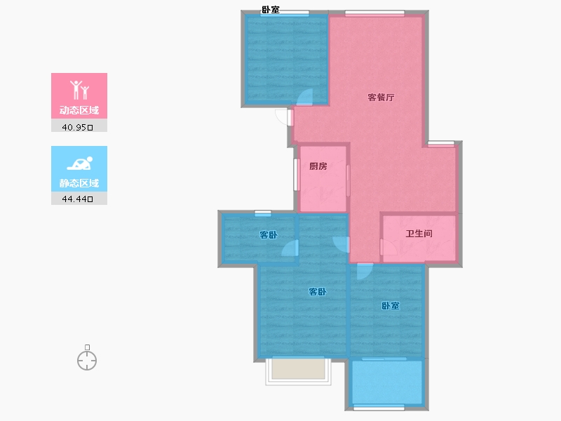 浙江省-杭州市-景瑞申花郡-76.99-户型库-动静分区