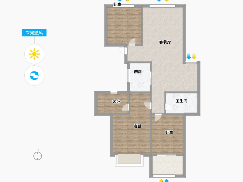 浙江省-杭州市-景瑞申花郡-76.99-户型库-采光通风