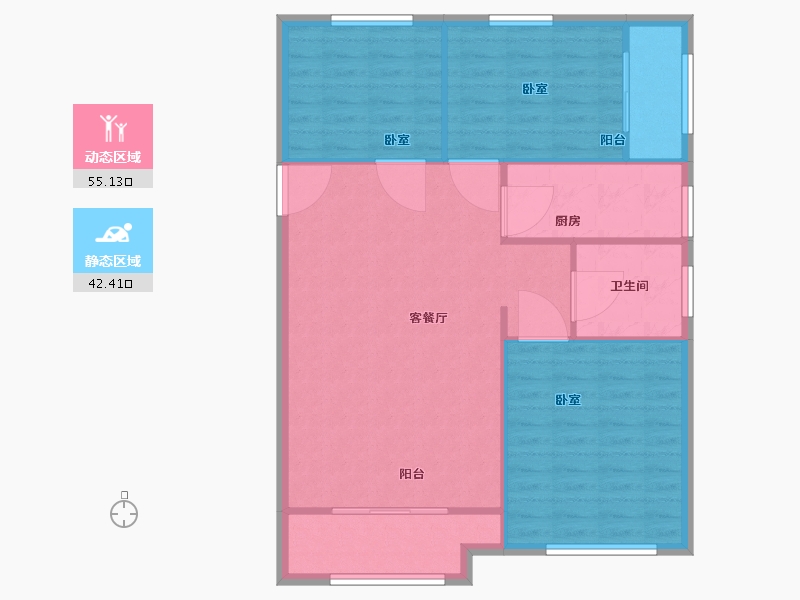 辽宁省-盘锦市-盘锦万达广场-90.00-户型库-动静分区