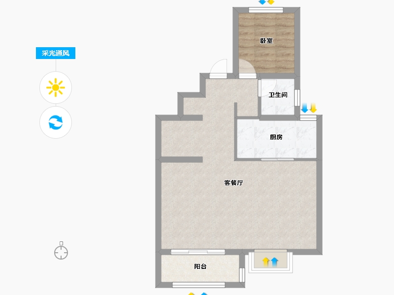 陕西省-西安市-金辉崇文府-60.80-户型库-采光通风