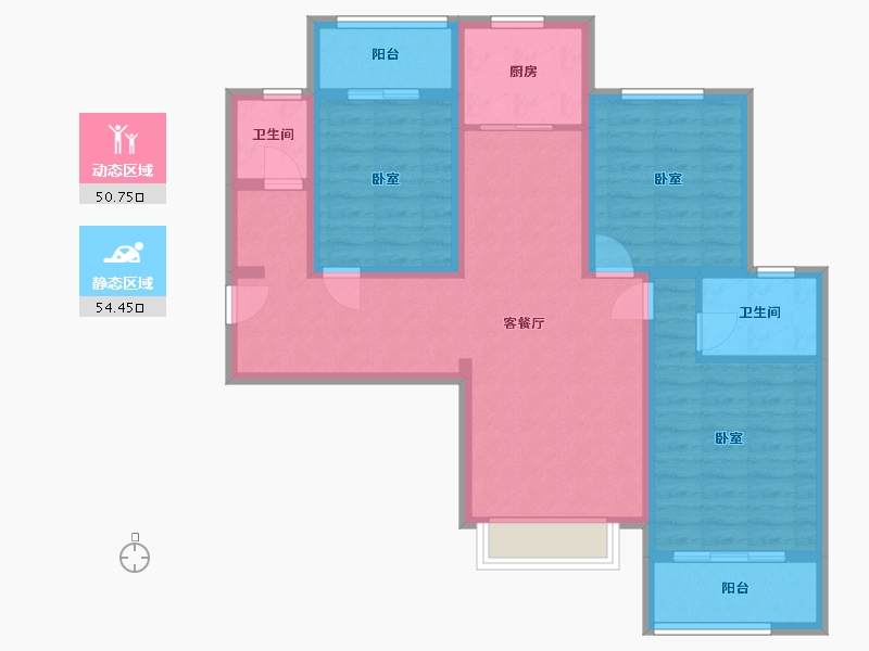 陕西省-西安市-拉克雷公馆-93.03-户型库-动静分区