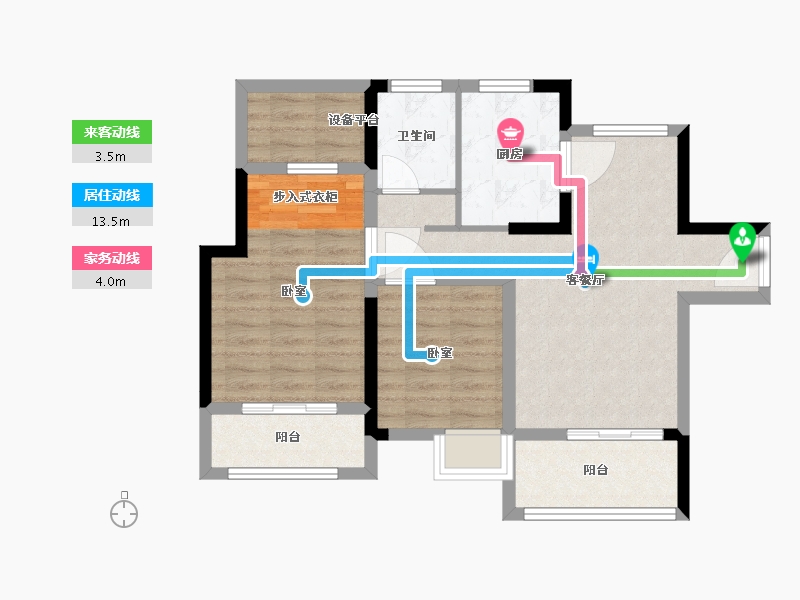 江苏省-南京市-禹洲弘阳滨湖里-72.00-户型库-动静线