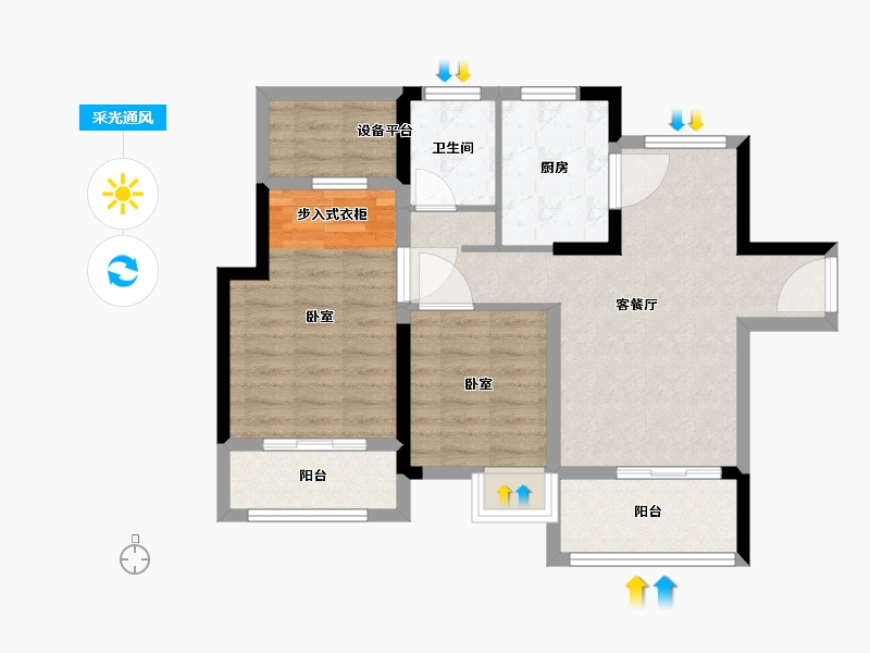 江苏省-南京市-禹洲弘阳滨湖里-72.00-户型库-采光通风