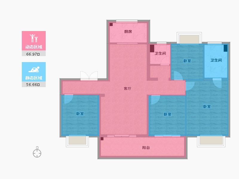 江苏省-南京市-云际花园-111.42-户型库-动静分区