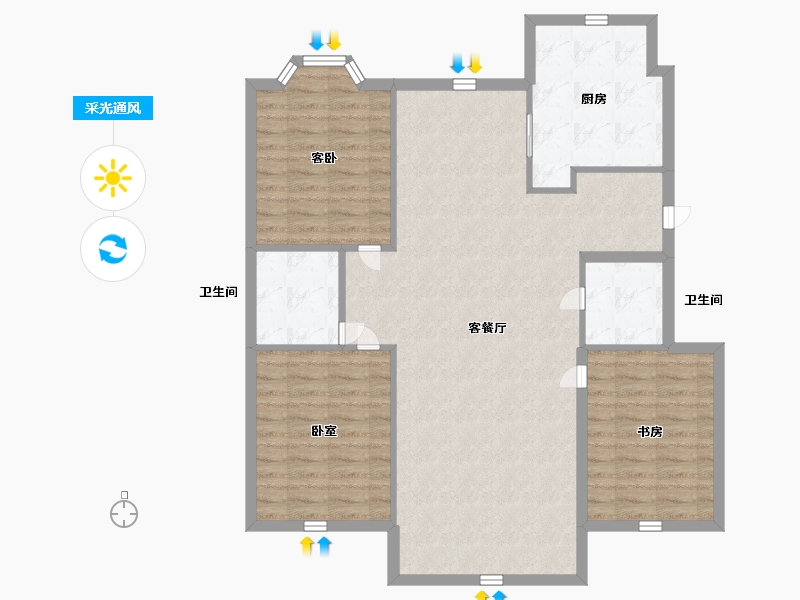 辽宁省-辽阳市-辽阳泛美华庭-105.50-户型库-采光通风