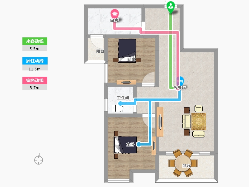 陕西省-西安市-隆桥瑞苑-74.40-户型库-动静线