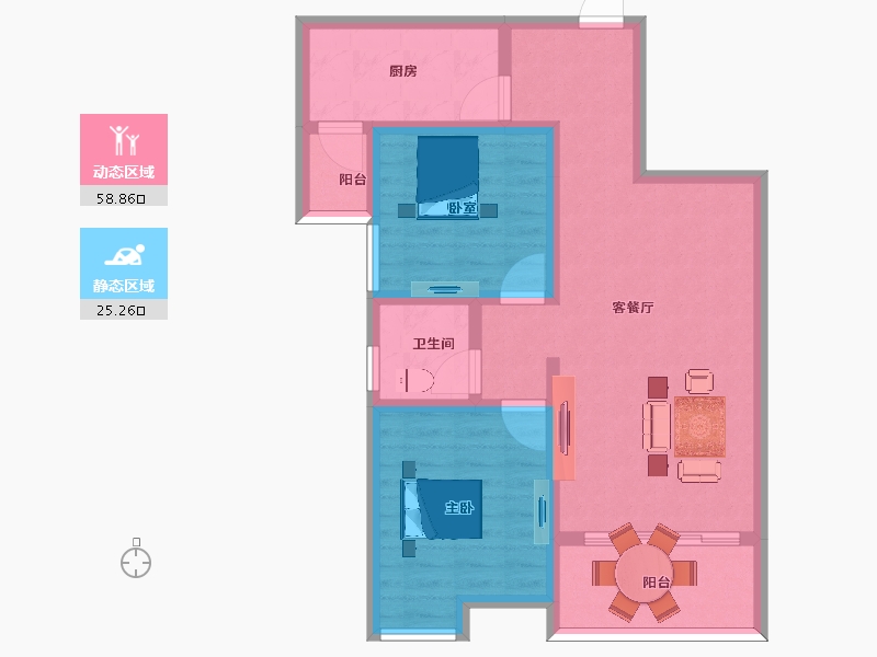 陕西省-西安市-隆桥瑞苑-74.40-户型库-动静分区