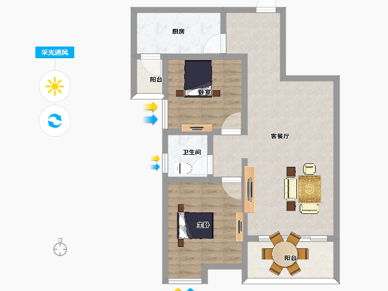 陕西省-西安市-隆桥瑞苑-74.40-户型库-采光通风