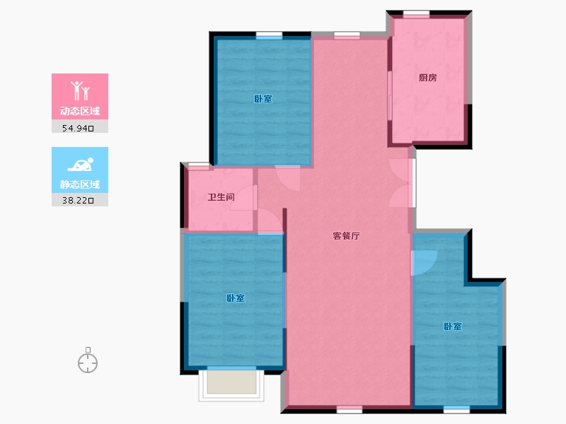 内蒙古自治区-包头市-方兴·凤凰台-85.49-户型库-动静分区