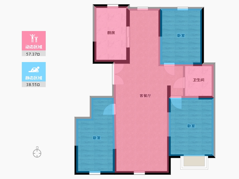 内蒙古自治区-包头市-方兴·凤凰台-85.69-户型库-动静分区