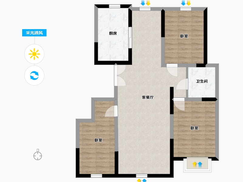 内蒙古自治区-包头市-方兴·凤凰台-85.69-户型库-采光通风