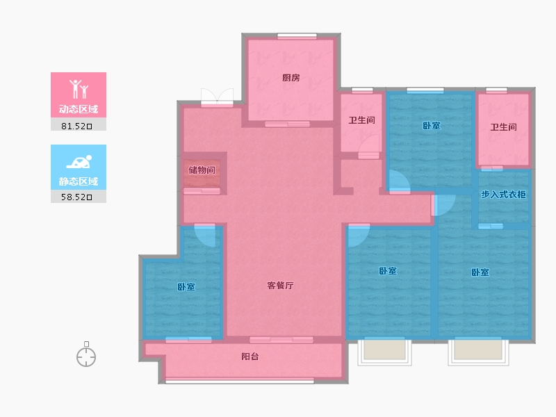 陕西省-西安市-九璟台-123.81-户型库-动静分区