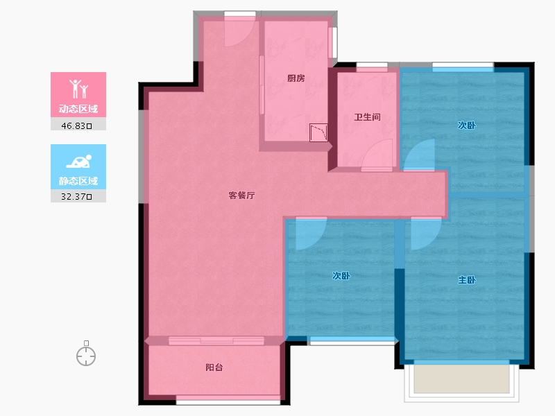 陕西省-西安市-绿地国港新里城-70.79-户型库-动静分区