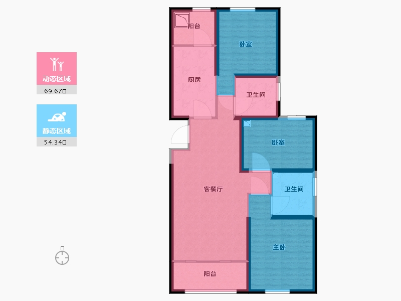 陕西省-咸阳市-咸阳恒大帝景-110.67-户型库-动静分区