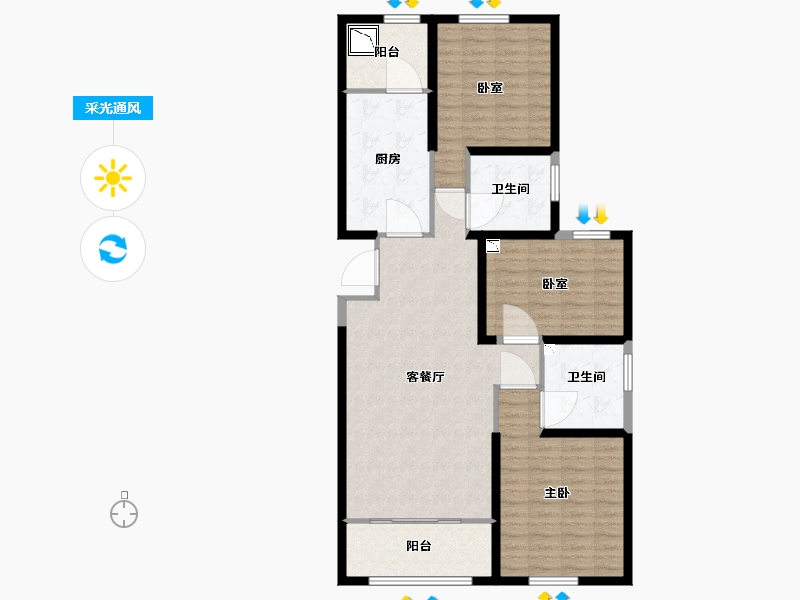 陕西省-咸阳市-咸阳恒大帝景-110.67-户型库-采光通风