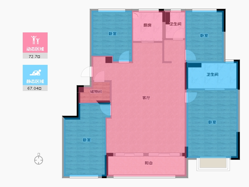 江苏省-南京市-华著兰庭-126.77-户型库-动静分区