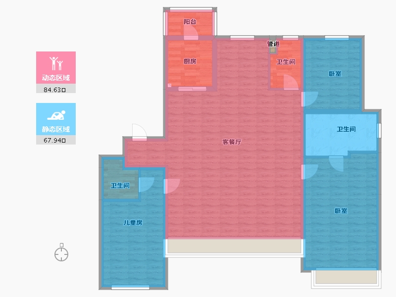 陕西省-咸阳市-中国铁建西派时代-139.07-户型库-动静分区