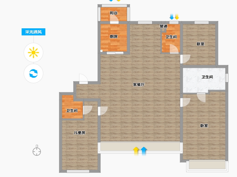 陕西省-咸阳市-中国铁建西派时代-139.07-户型库-采光通风