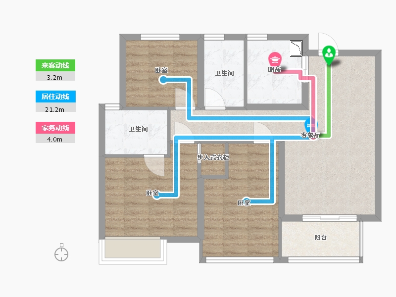 江苏省-无锡市-中海凤凰熙岸住宅-76.00-户型库-动静线