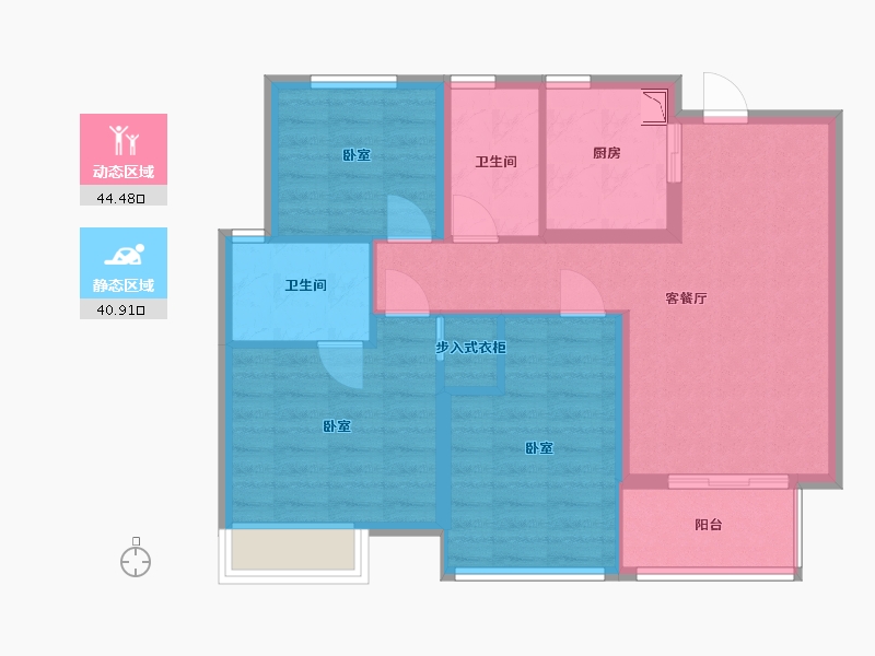 江苏省-无锡市-中海凤凰熙岸住宅-76.00-户型库-动静分区