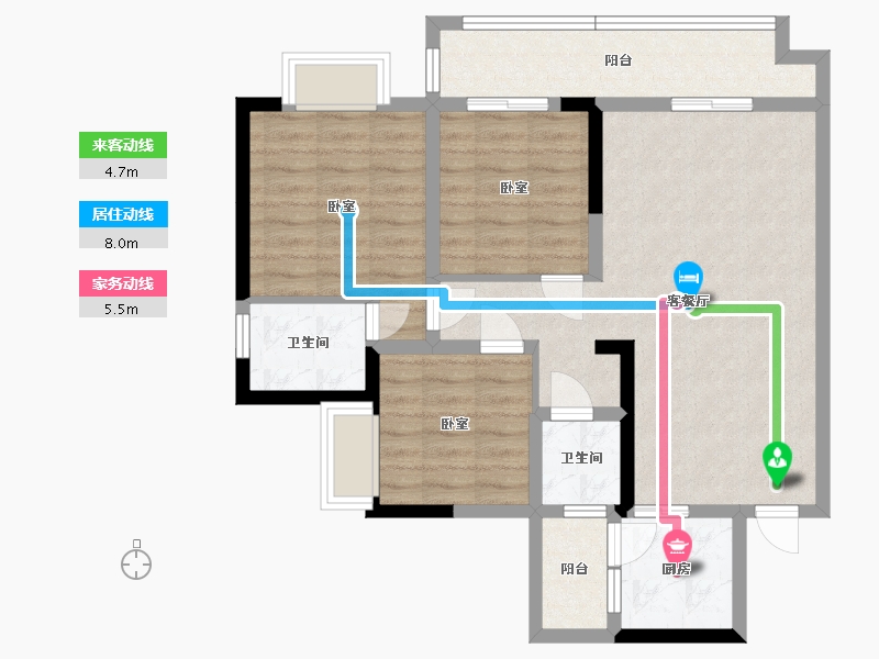 四川省-泸州市-川阳蓝城御景-82.90-户型库-动静线