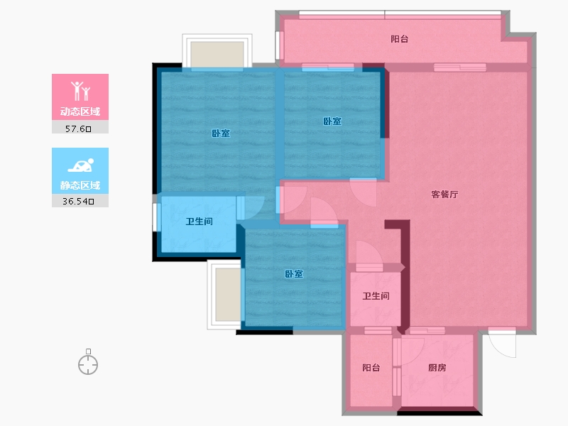 四川省-泸州市-川阳蓝城御景-82.90-户型库-动静分区