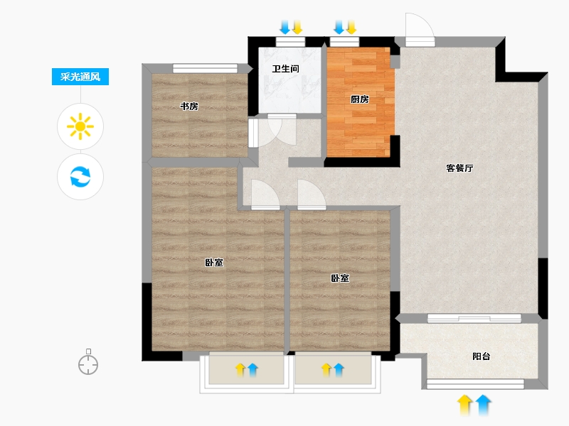 江苏省-无锡市-耘林生命公寓-72.00-户型库-采光通风