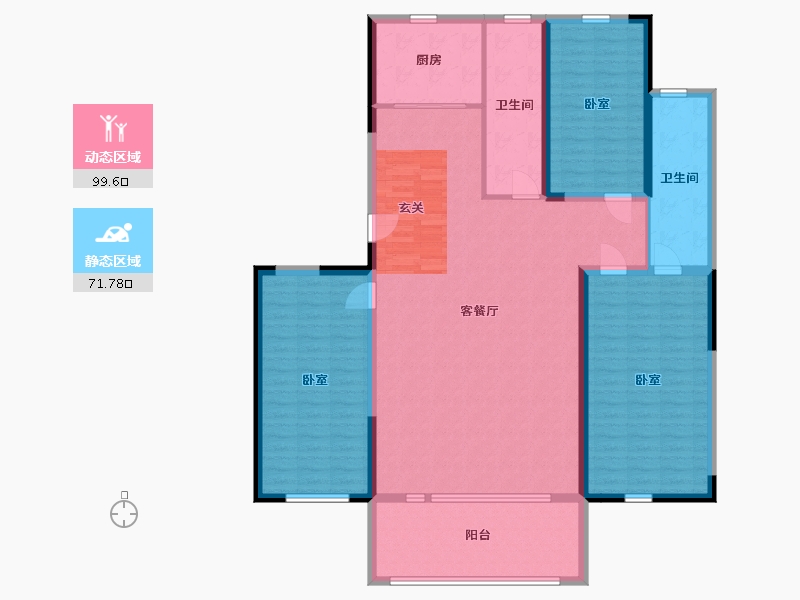 辽宁省-盘锦市-昆仑天禧-156.37-户型库-动静分区