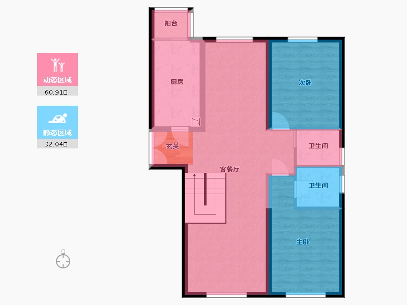 黑龙江省-哈尔滨市-华鸿金色纽约-83.55-户型库-动静分区