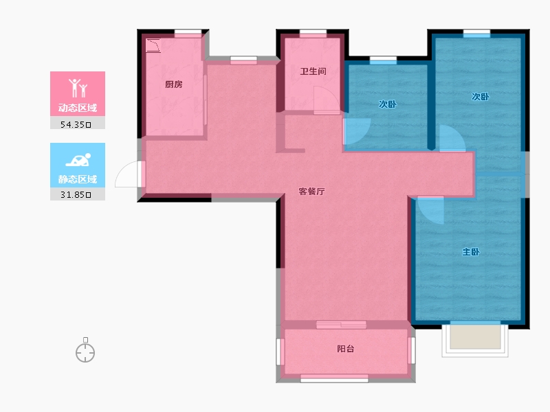 陕西省-西安市-泰盈奥林匹克花园-76.33-户型库-动静分区