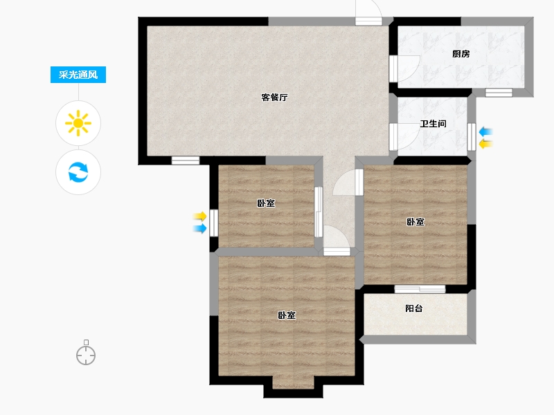 陕西省-咸阳市-先河国际社区南区-79.26-户型库-采光通风