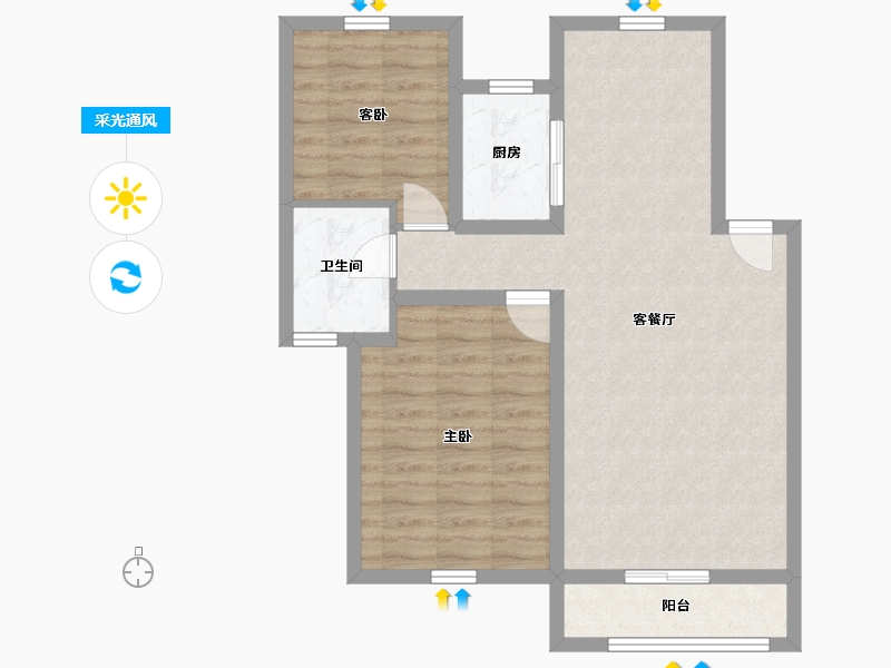 辽宁省-辽阳市-意航世纪城一期锦绣澜湾-72.52-户型库-采光通风