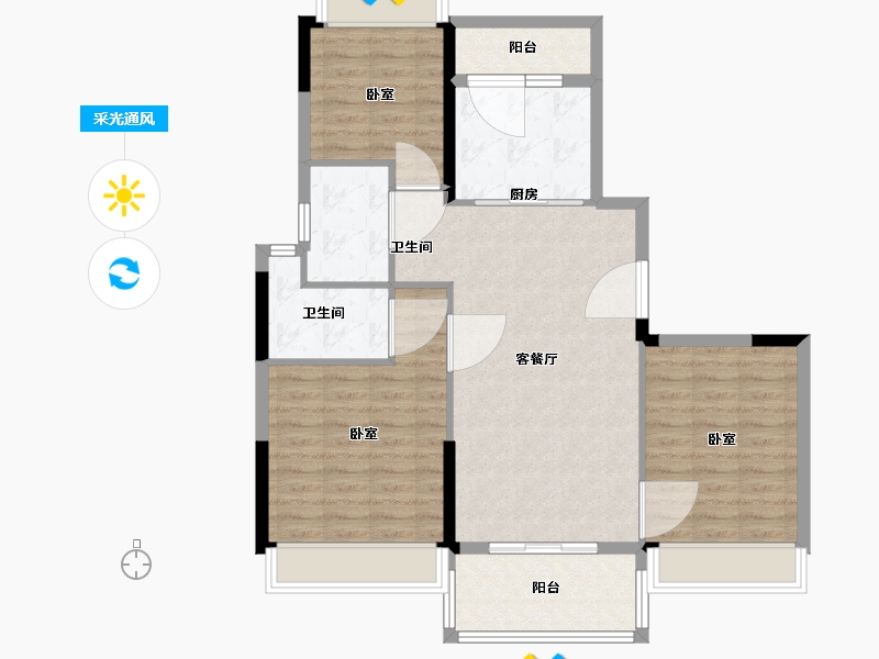 江苏省-南京市-碧桂园奥能罗马世纪城-94.00-户型库-采光通风