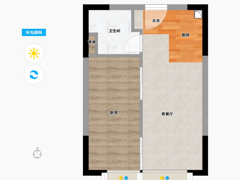 陕西省-西安市-西安恒大养生谷公寓-36.67-户型库-采光通风