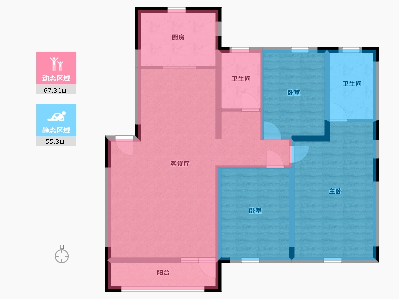 辽宁省-辽阳市-金域揽境-110.39-户型库-动静分区