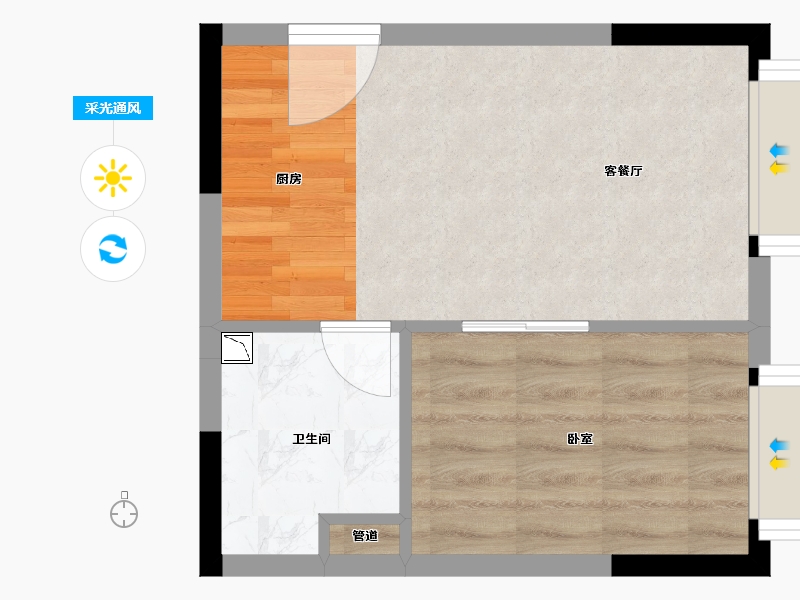 陕西省-西安市-西安恒大养生谷公寓-33.55-户型库-采光通风