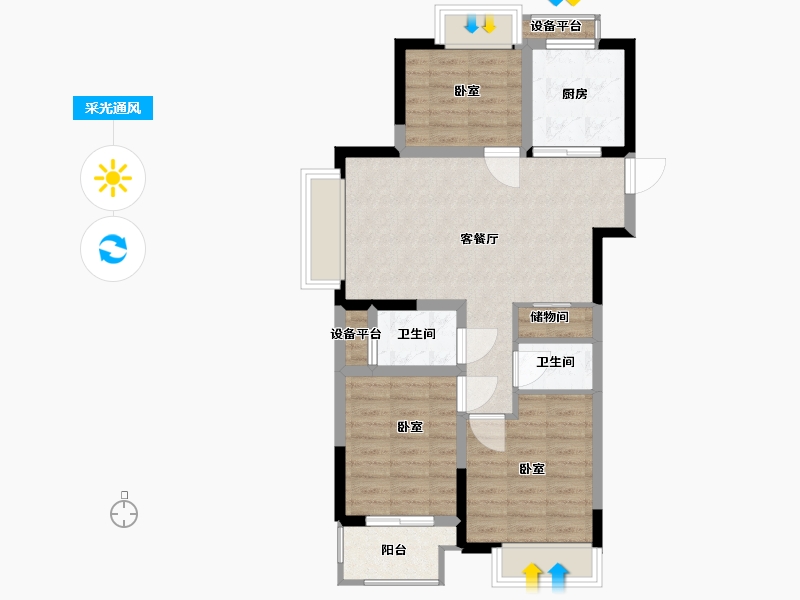 江苏省-无锡市-耘林生命公寓-72.00-户型库-采光通风