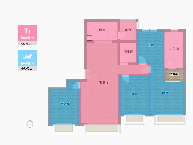 陕西省-咸阳市-中国铁建西派时代-93.62-户型库-动静分区