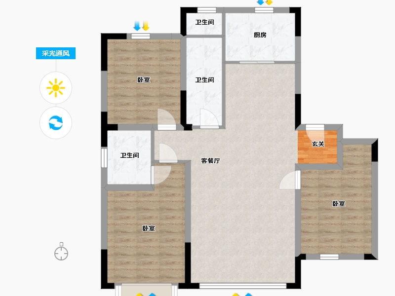 辽宁省-盘锦市-林海景天·林溪苑-97.99-户型库-采光通风