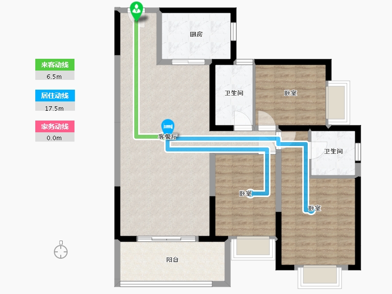 陕西省-咸阳市-宇宏健康花城三期-98.92-户型库-动静线