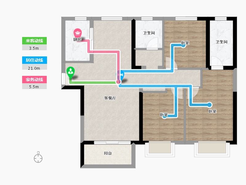 陕西省-西安市-当代境MOMΛ-86.71-户型库-动静线