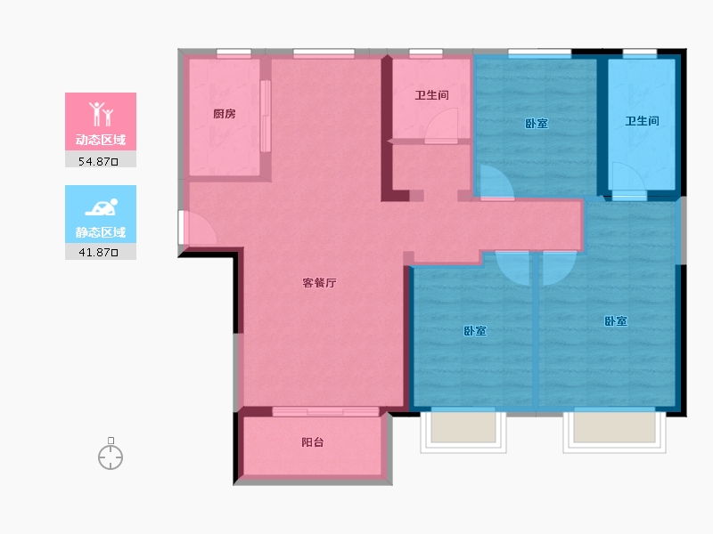 陕西省-西安市-当代境MOMΛ-86.71-户型库-动静分区