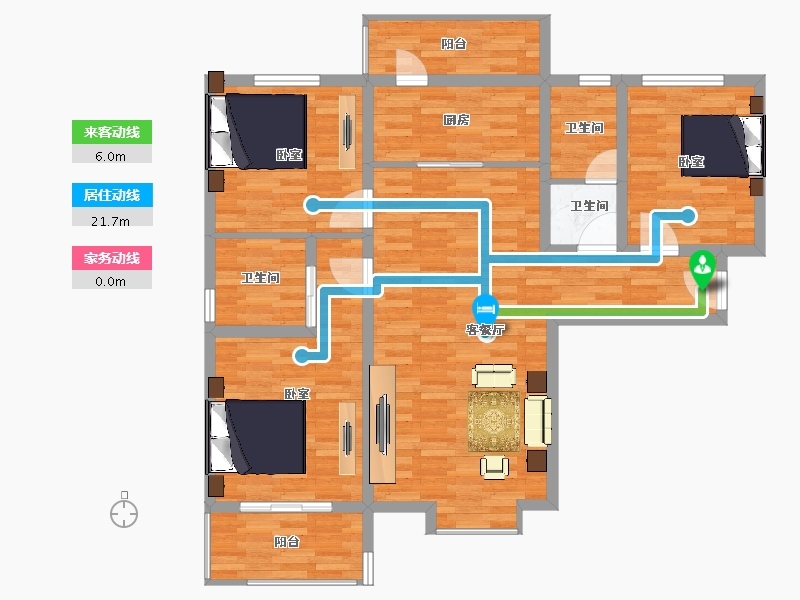 陕西省-西安市-隆桥瑞苑-106.74-户型库-动静线