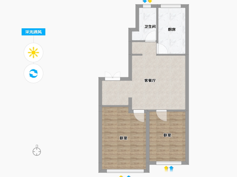 吉林省-四平市-梨树 锦绣明珠-56.92-户型库-采光通风