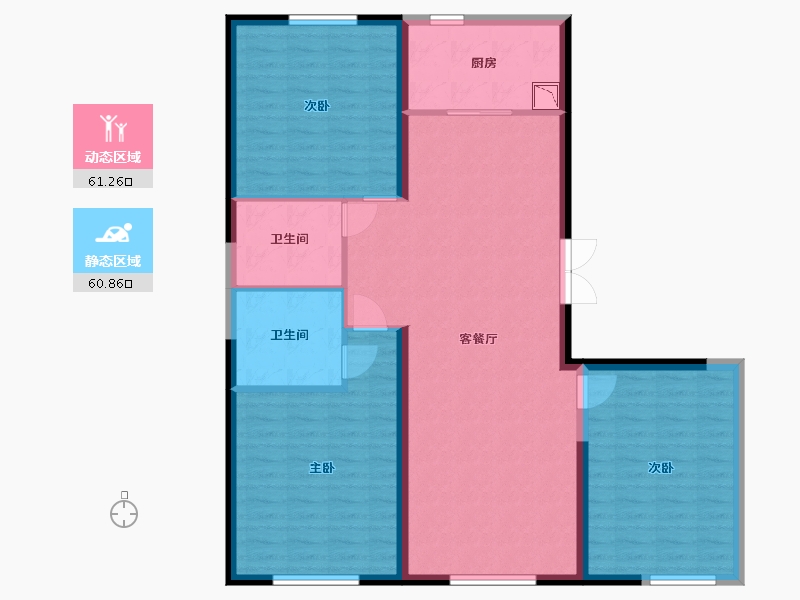 黑龙江省-哈尔滨市-华鸿金色纽约-111.24-户型库-动静分区