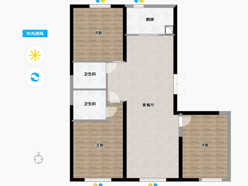 黑龙江省-哈尔滨市-华鸿金色纽约-111.24-户型库-采光通风