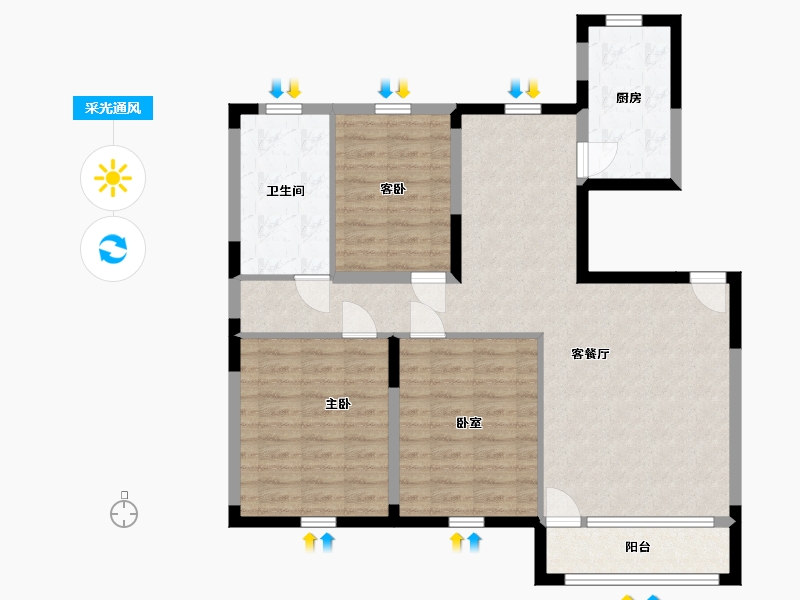 辽宁省-辽阳市-金域揽境-94.49-户型库-采光通风