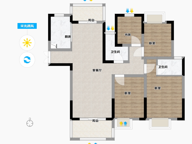 江苏省-无锡市-洛城雅园-103.01-户型库-采光通风