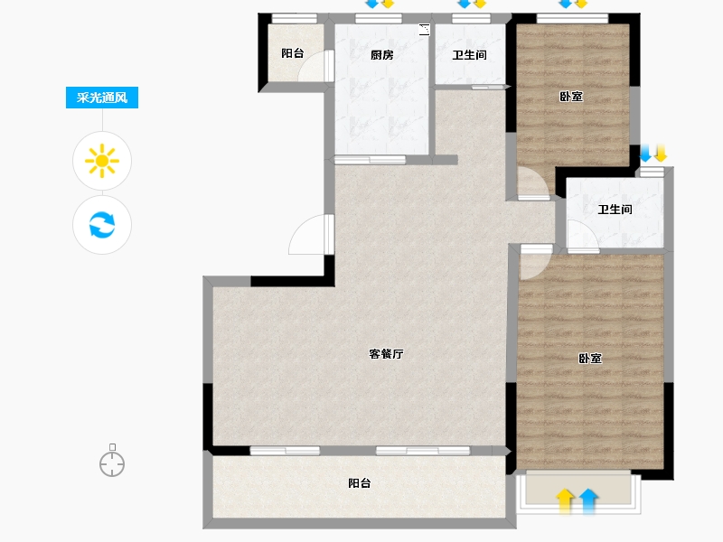 陕西省-西安市-南宫府-106.69-户型库-采光通风