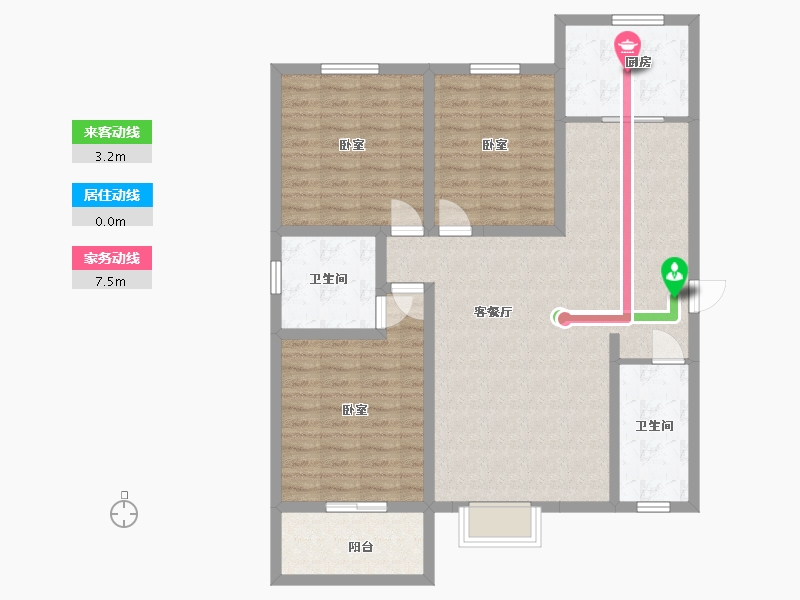 陕西省-西安市-华府御园-104.62-户型库-动静线